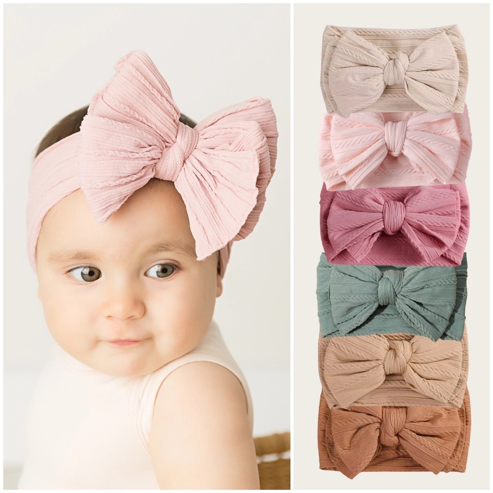 Baby Girl cable knit bow headband
